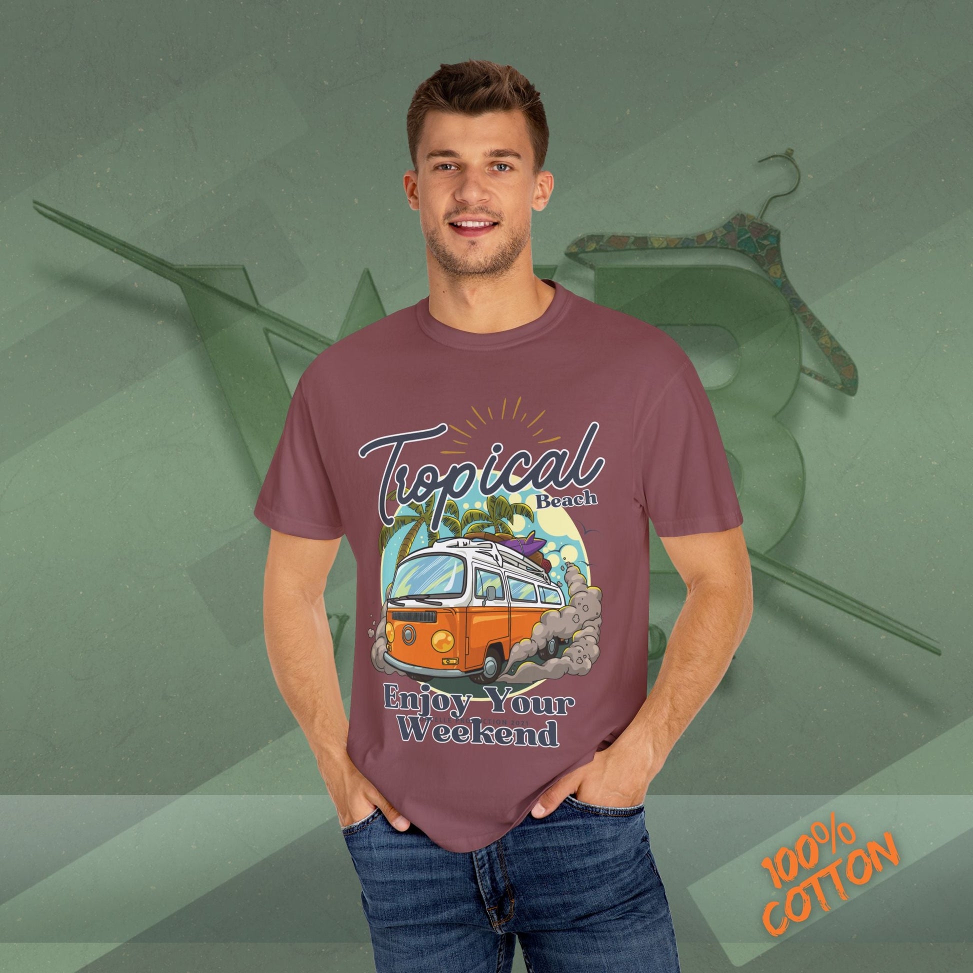Tropical Weekend Tee, Beach Shirt, Summer Vibe Top, Travel T-Shirt, Vacation Apparel, Gift for Beach Lovers Printify