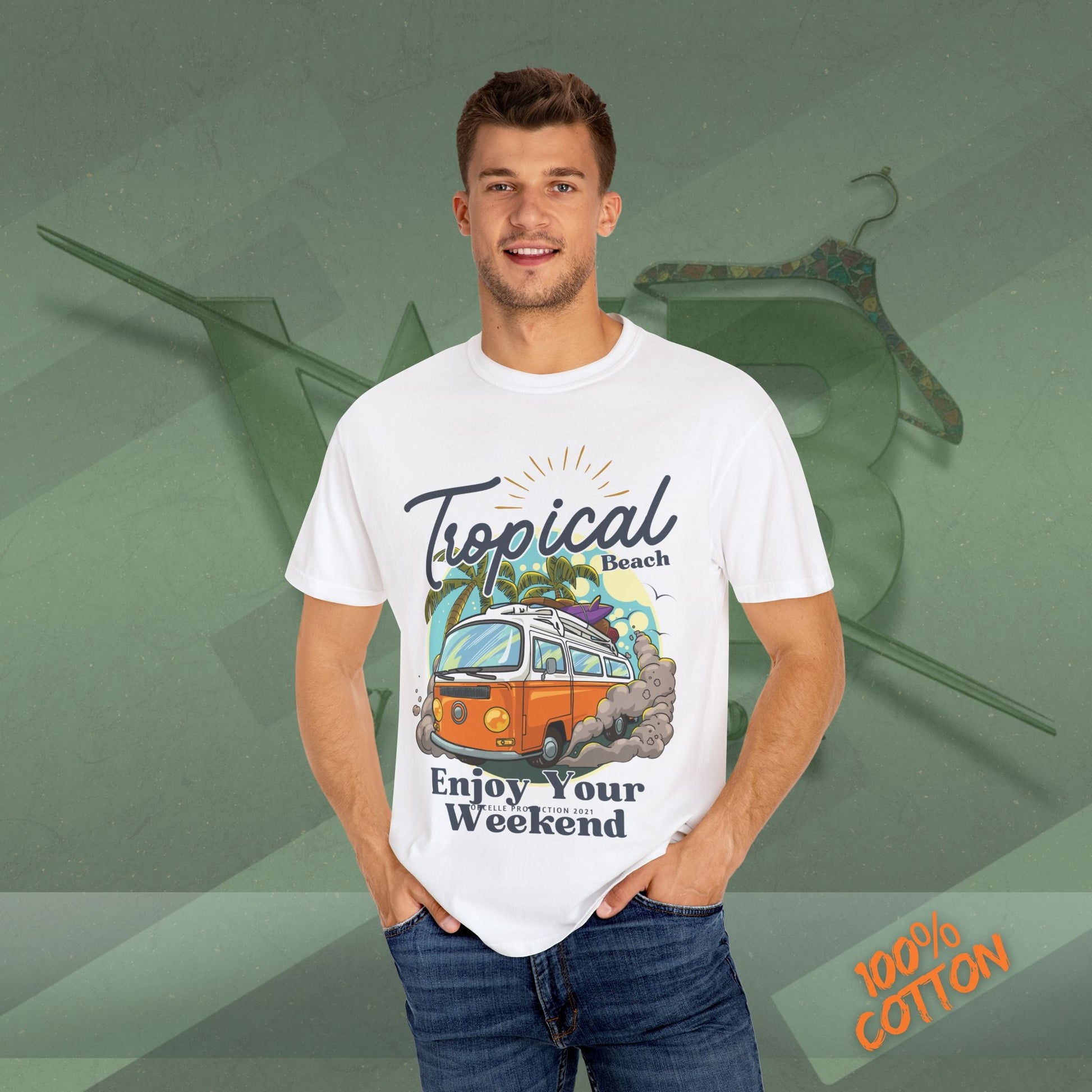 Tropical Weekend Tee, Beach Shirt, Summer Vibe Top, Travel T-Shirt, Vacation Apparel, Gift for Beach Lovers Printify