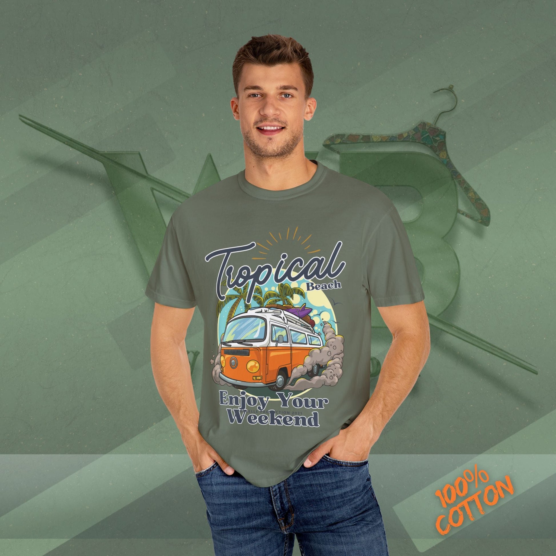 Tropical Weekend Tee, Beach Shirt, Summer Vibe Top, Travel T-Shirt, Vacation Apparel, Gift for Beach Lovers Printify