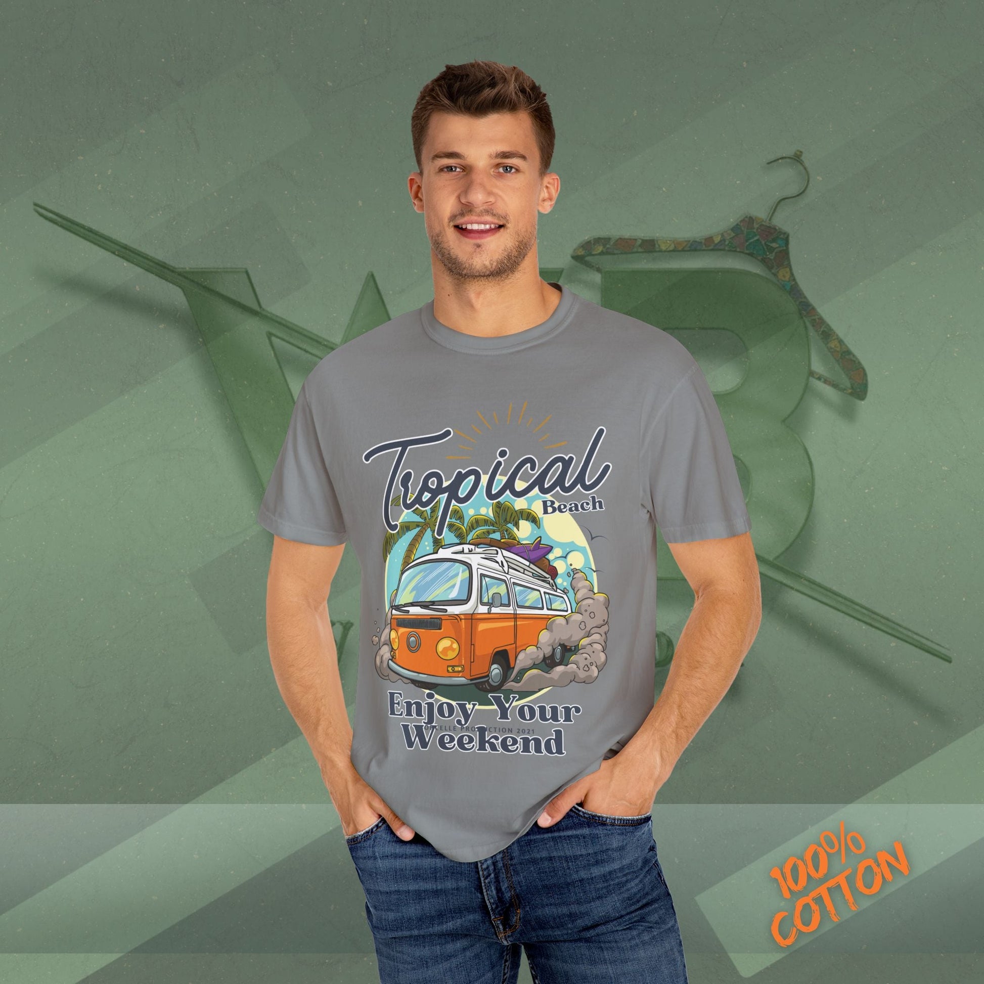 Tropical Weekend Tee, Beach Shirt, Summer Vibe Top, Travel T-Shirt, Vacation Apparel, Gift for Beach Lovers Printify