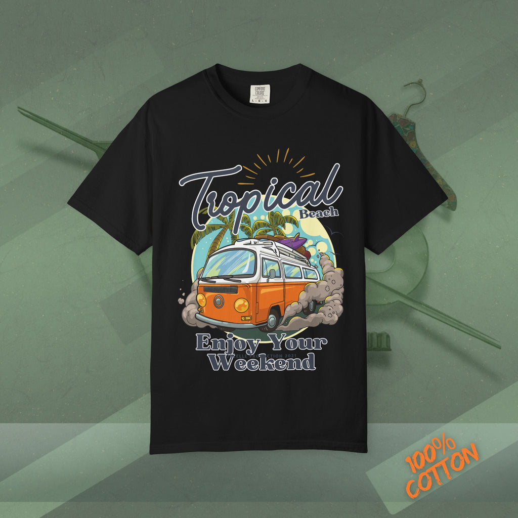 Tropical Weekend Tee, Beach Shirt, Summer Vibe Top, Travel T-Shirt, Vacation Apparel, Gift for Beach Lovers Printify