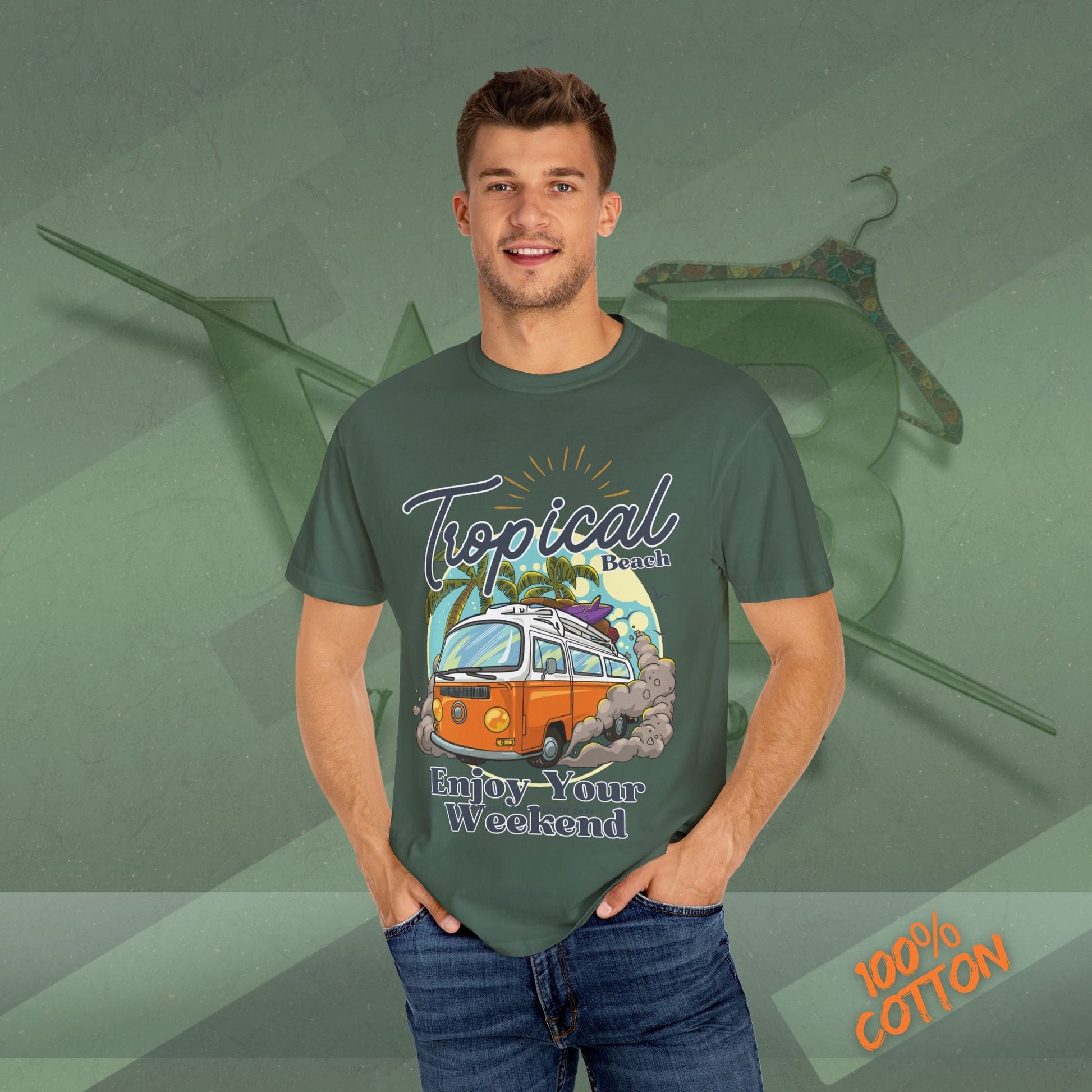 Tropical Weekend Tee, Beach Shirt, Summer Vibe Top, Travel T-Shirt, Vacation Apparel, Gift for Beach Lovers Printify