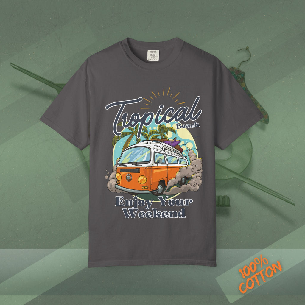 Tropical Weekend Tee, Beach Shirt, Summer Vibe Top, Travel T-Shirt, Vacation Apparel, Gift for Beach Lovers Printify