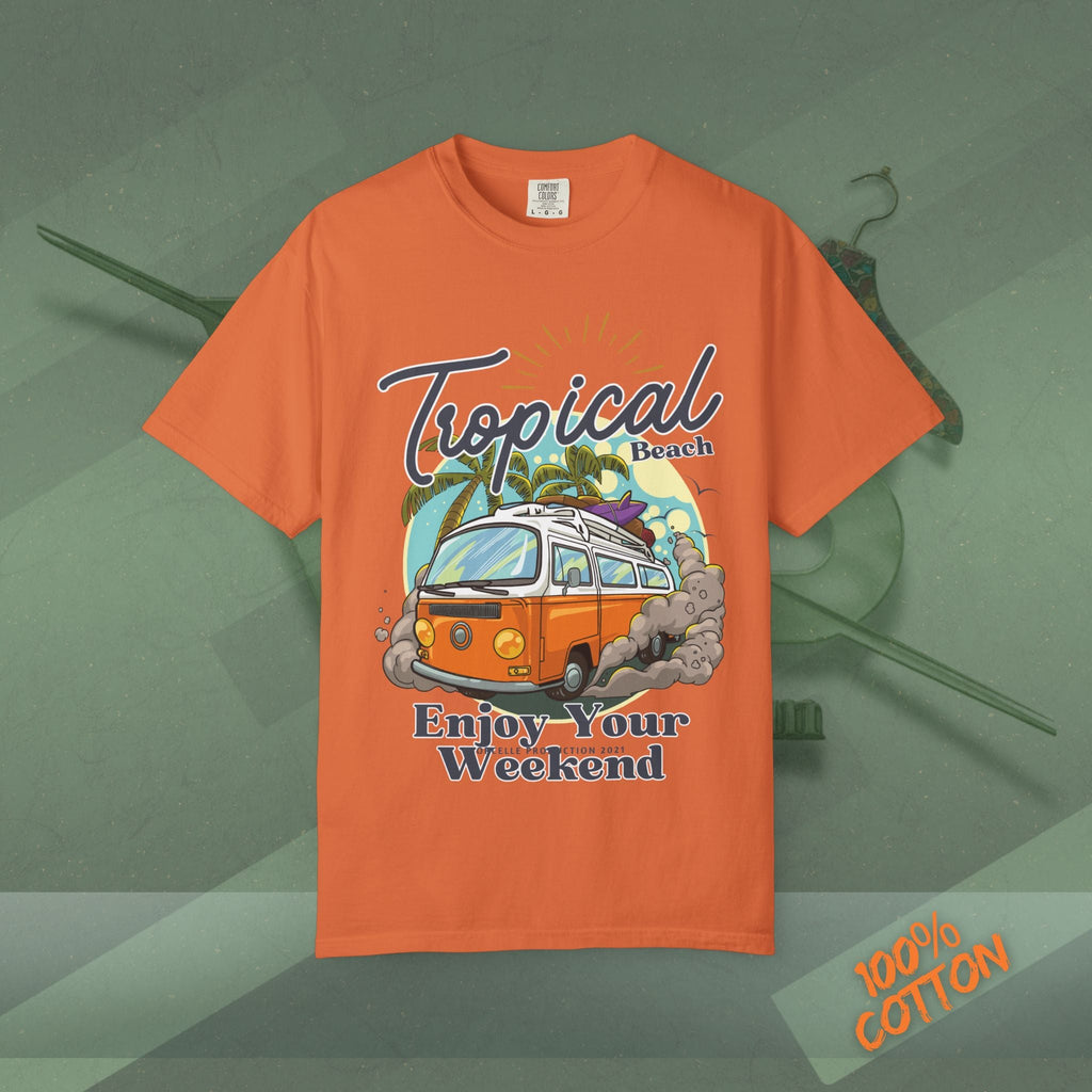 Tropical Weekend Tee, Beach Shirt, Summer Vibe Top, Travel T-Shirt, Vacation Apparel, Gift for Beach Lovers Printify