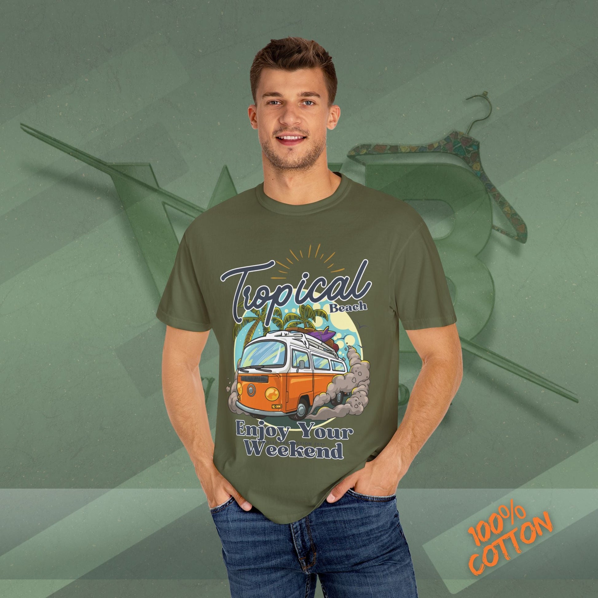 Tropical Weekend Tee, Beach Shirt, Summer Vibe Top, Travel T-Shirt, Vacation Apparel, Gift for Beach Lovers Printify