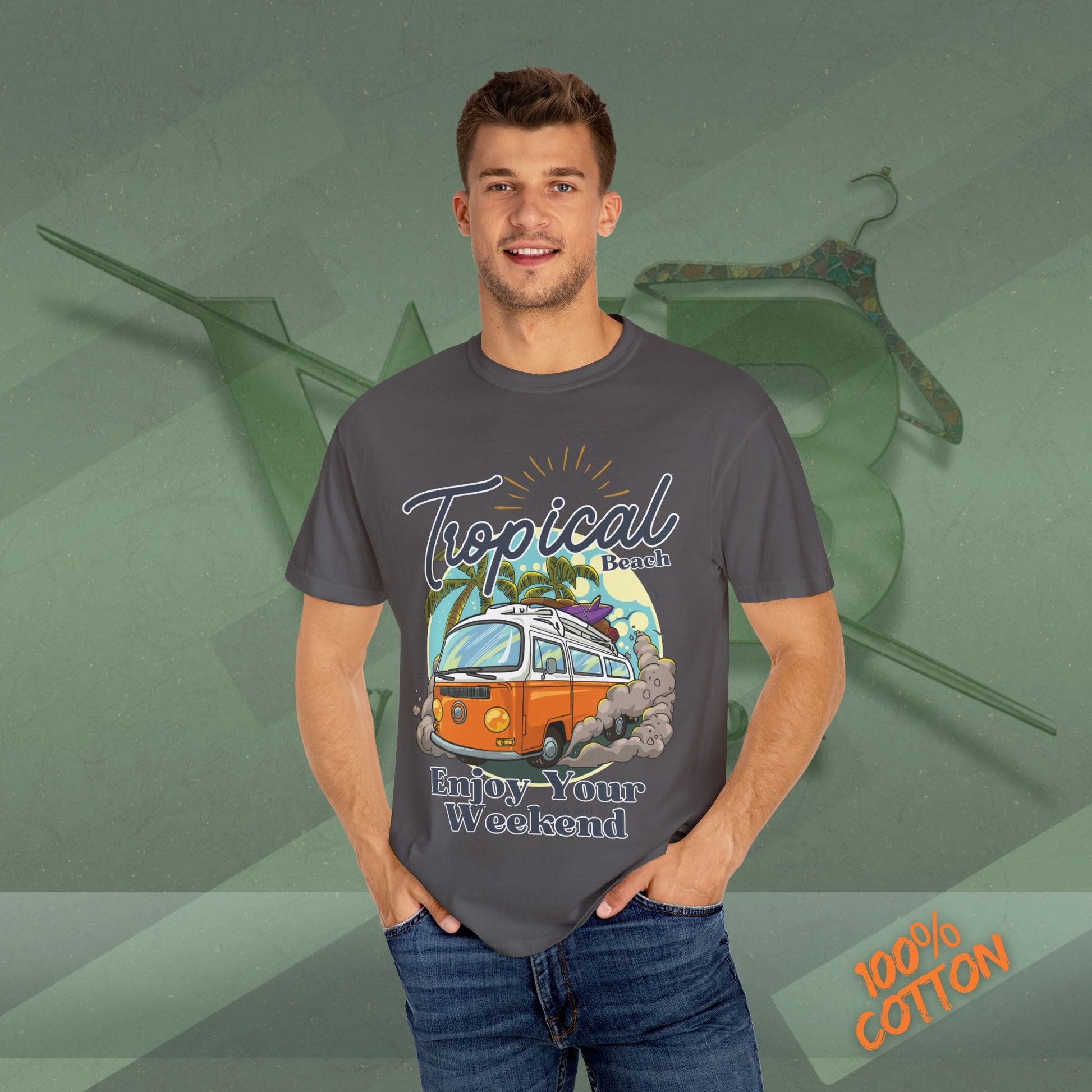 Tropical Weekend Tee, Beach Shirt, Summer Vibe Top, Travel T-Shirt, Vacation Apparel, Gift for Beach Lovers Printify