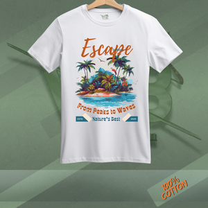 Escape to BEACH SUMMER T-SHIRT - Modern, Minimal, Streetwear By WearBloom WearBloom